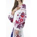 Boho Style Ukrainian Embroidered Dress "Boho Birds Plus" red on white 